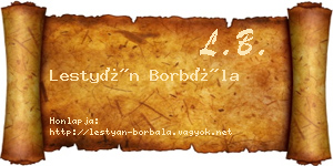 Lestyán Borbála névjegykártya