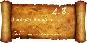 Lestyán Borbála névjegykártya